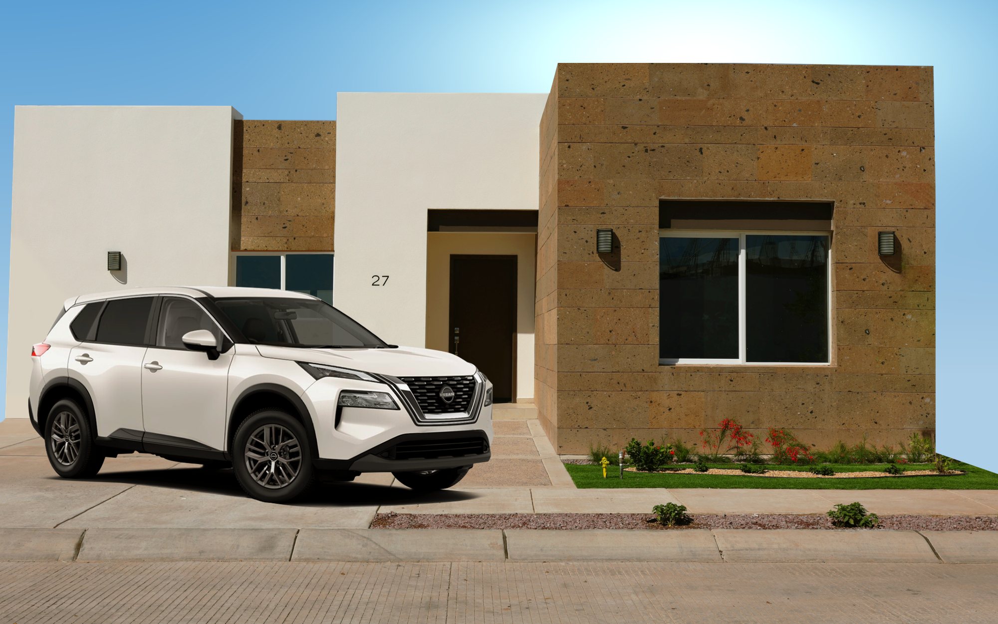 Residencia y Nissan X-Trail frente a la casa, número 27